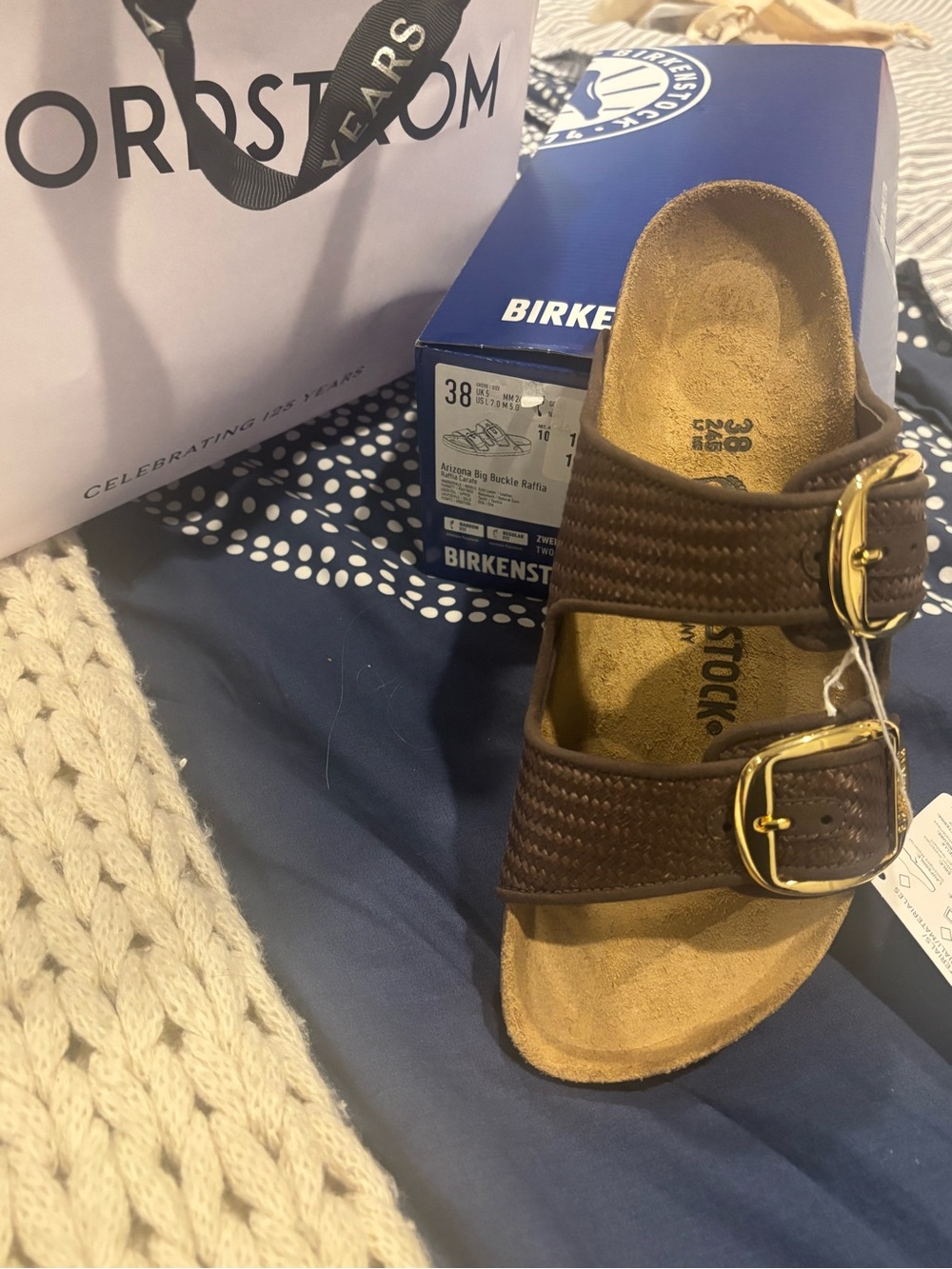 Birkenstock Women’s Brown Double Buckle Sandals with Gold Buckles - Picture 4 of 7